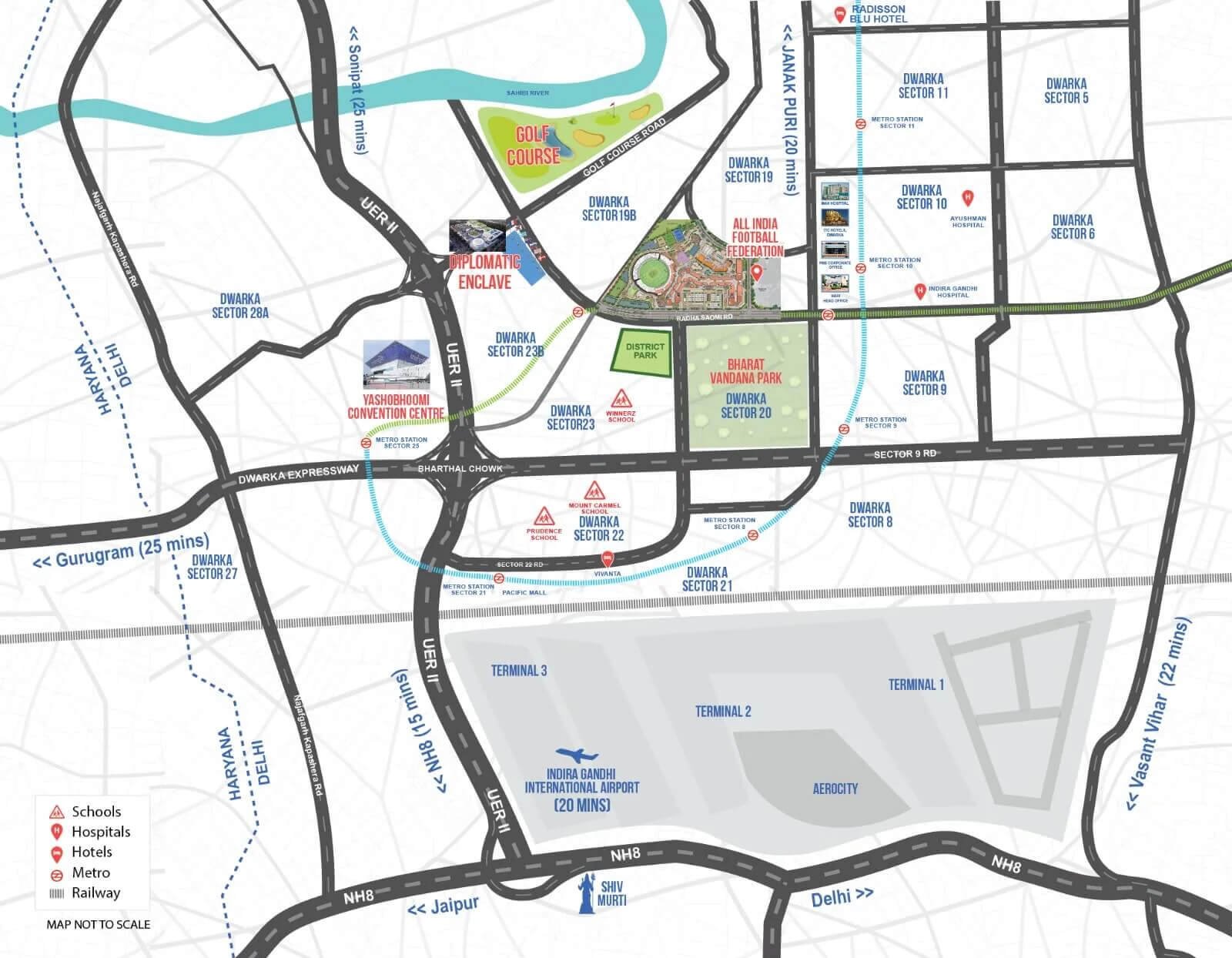 Omaxe State Location Map – Sector 19B Dwarka Delhi